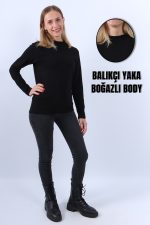 KADIN BALIKÇI YAKA UZUN KOLLU BODY - Görsel 2