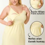 HAMİLE LOHUSA GECELİĞİ İP ASKILI SARI